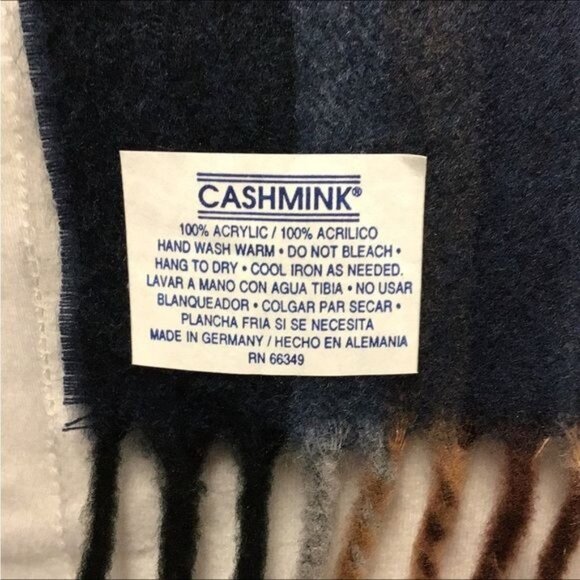 Cashmink Women’s Soft Knit Plaid Scarf, Navy, OSFA - Picture 6 of 6